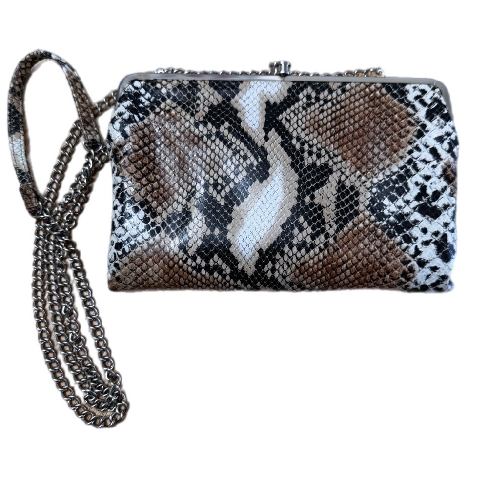 HOBO International Leanne Kisslock Snakeskin print Crossbody Purse “Glam Snake”